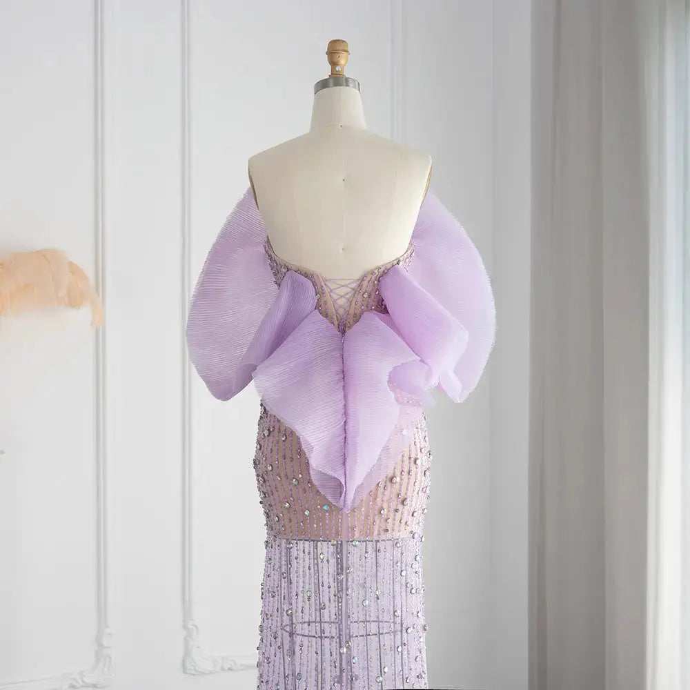 Luxury Off Shoulder Lilac Evening Dress SS327