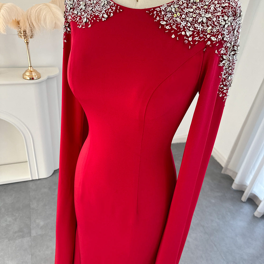 Elegant White Mermaid Evening Dress with Cape Sleeves SF280