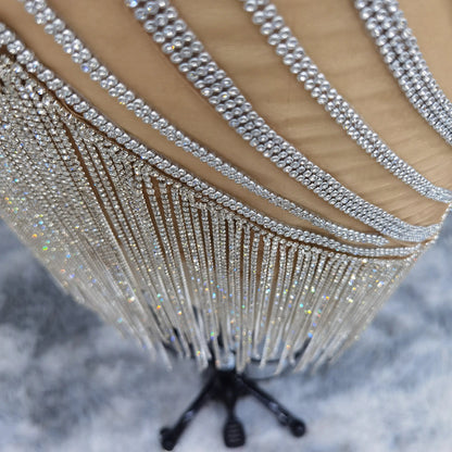 Luxury Beading Tassels Strapless Short Cocktail Dress RM016