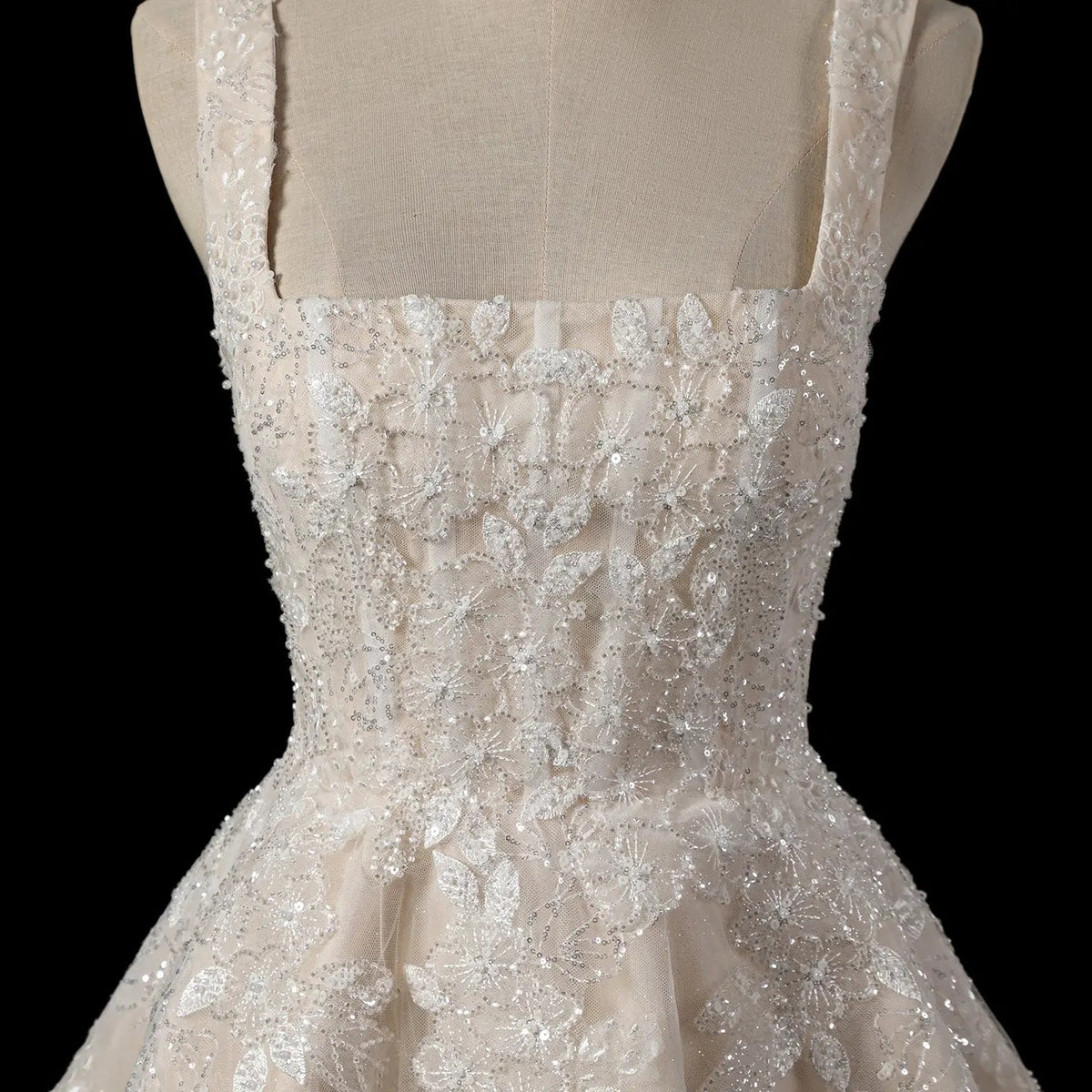 Romantic Champagne Sleeveless A-Line Short Wedding Dress with Deep V Back SW725