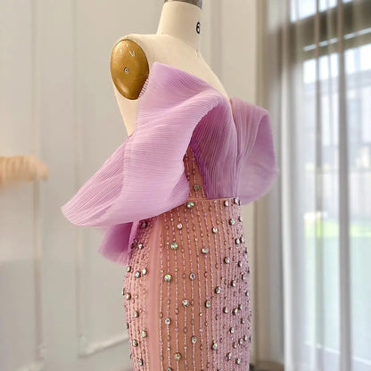 Luxury Off Shoulder Lilac Evening Dress SS327