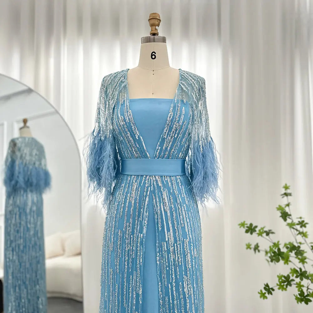 Luxury Feathers 2 Pieces Evening Dress SS430