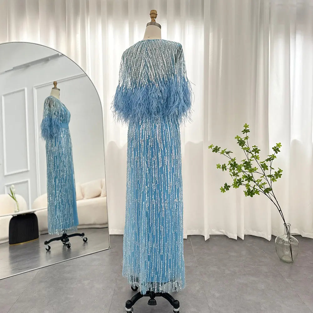 Luxury Feathers 2 Pieces Evening Dress SS430
