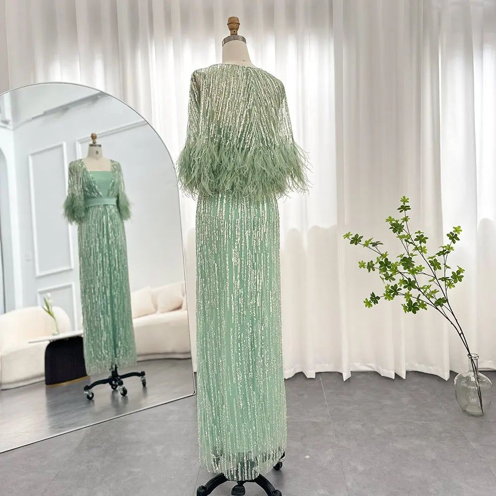 Luxury Feathers 2 Pieces Evening Dress SS430