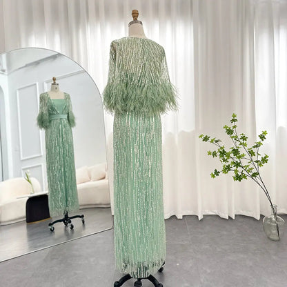 Luxury Feathers 2 Pieces Evening Dress SS430