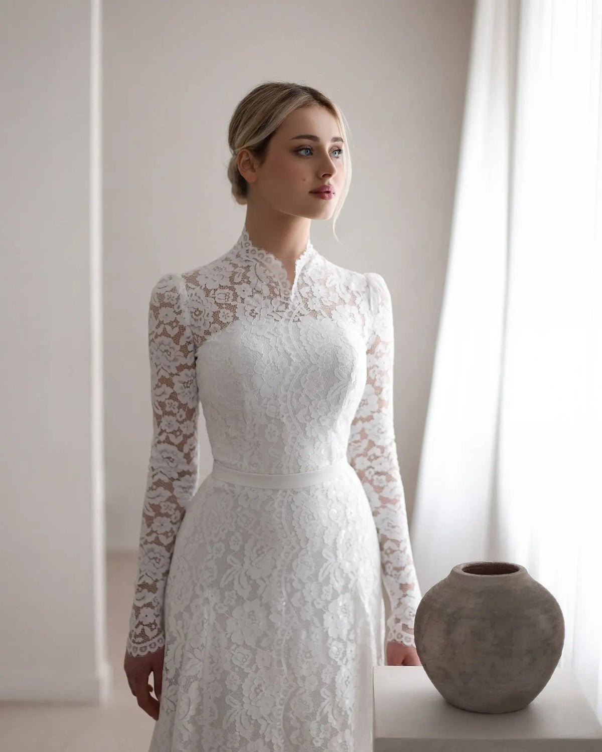 Elegant Floral Long Sleeve Mermaid Wedding Dress SW543
