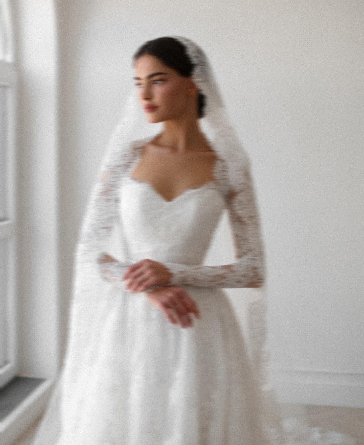 Elegant Pearl Long Sleeve Tulle and Lace Wedding Dress SW531