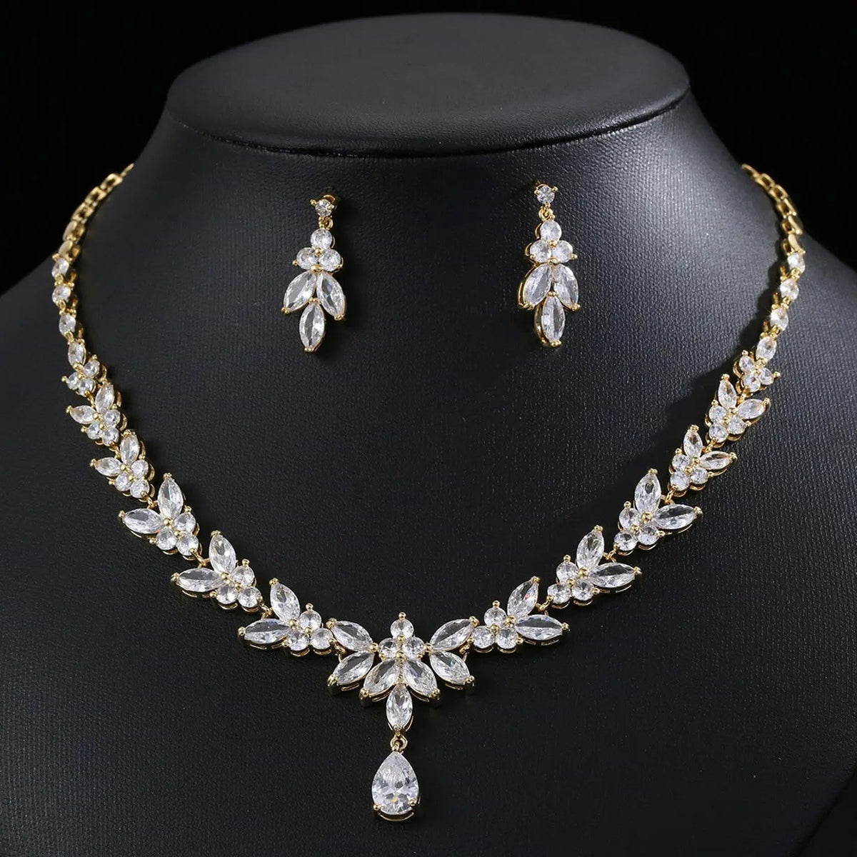 Fashionable Zircon Necklace and Earrings Set JW002
