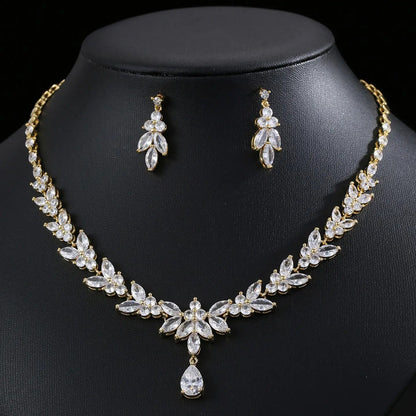 Fashionable Zircon Necklace and Earrings Set JW002