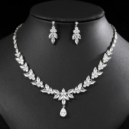 Fashionable Zircon Necklace and Earrings Set JW002