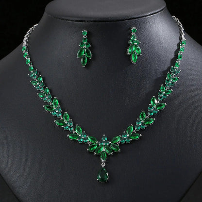 Fashionable Zircon Necklace and Earrings Set JW002