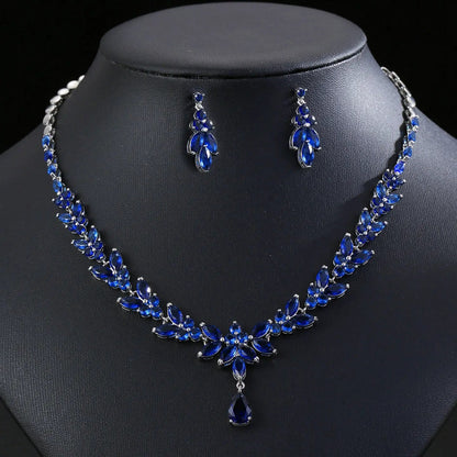 Fashionable Zircon Necklace and Earrings Set JW002