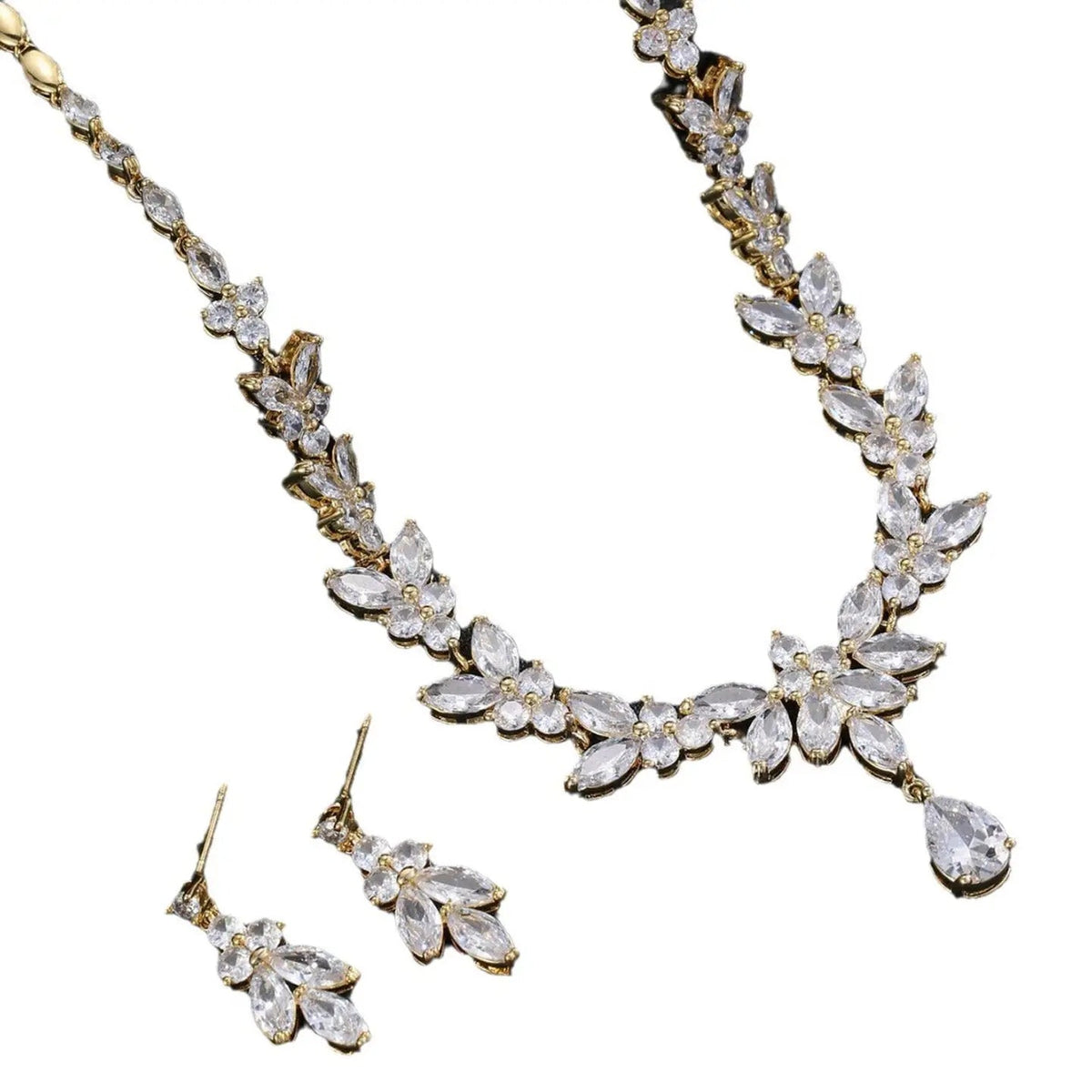 Fashionable Zircon Necklace and Earrings Set JW002