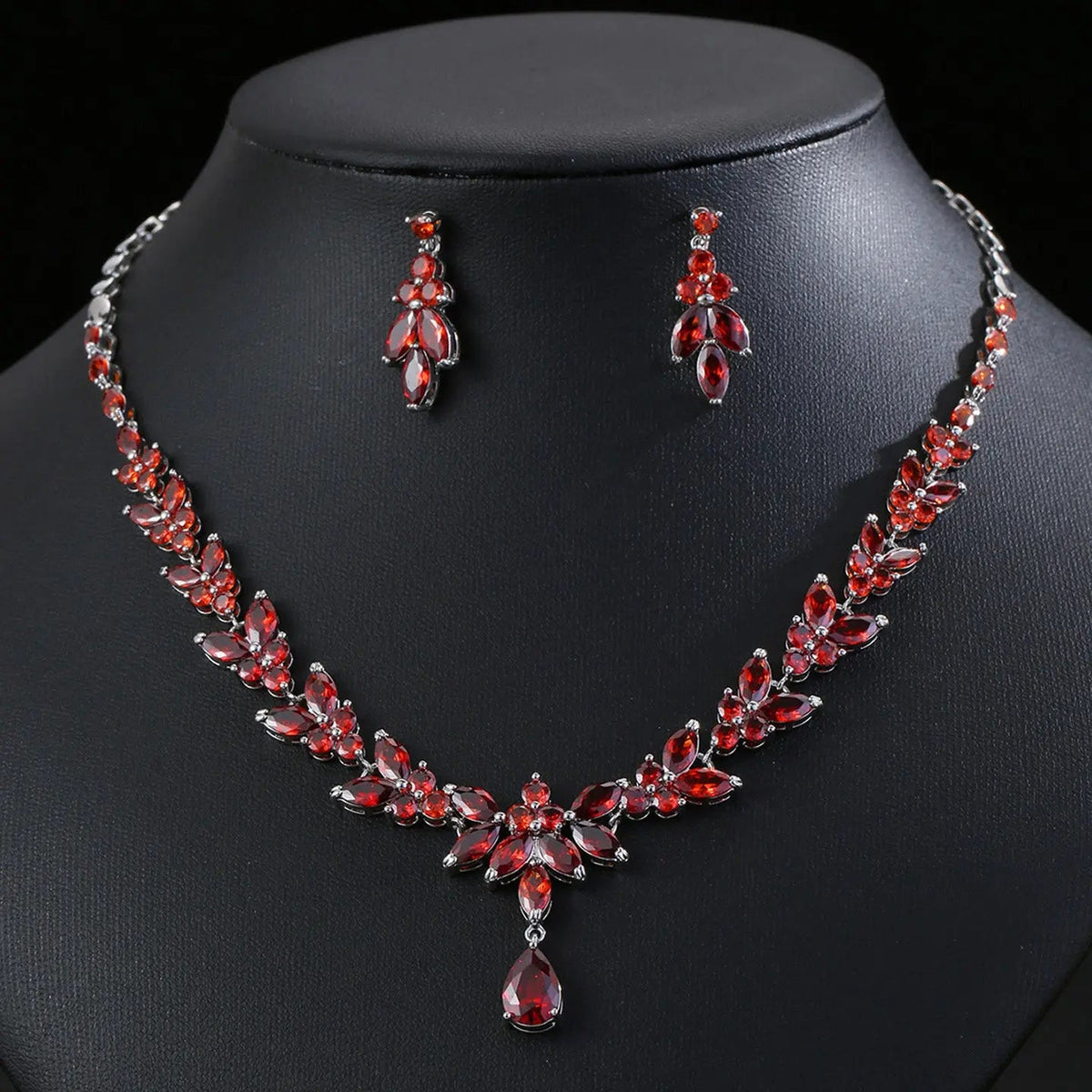 Fashionable Zircon Necklace and Earrings Set JW002