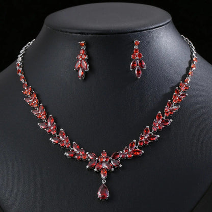 Fashionable Zircon Necklace and Earrings Set JW002