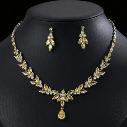 Fashionable Zircon Necklace and Earrings Set JW002