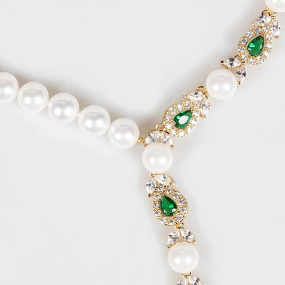 Luxury Pearl Necklace Earrings Diamond Jewelry JW007