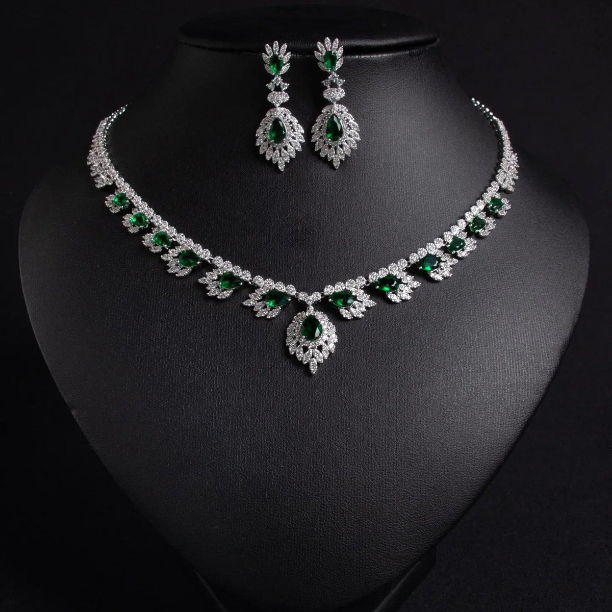 Luxury Floral Simple Zircon Jewelry Earring Set JW018
