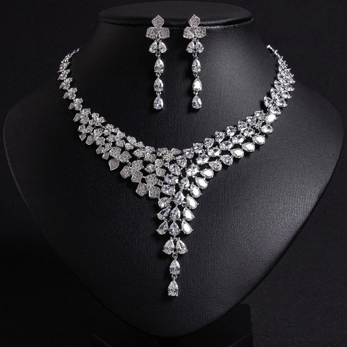Shining Simple Necklace Earrings Jewelry Set JW020