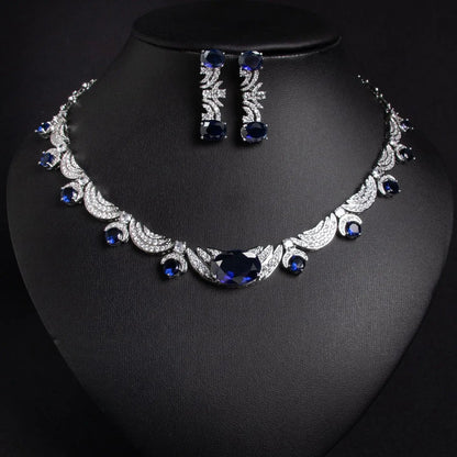 Versatile Simple Zircon Necklace Earring Set JW023