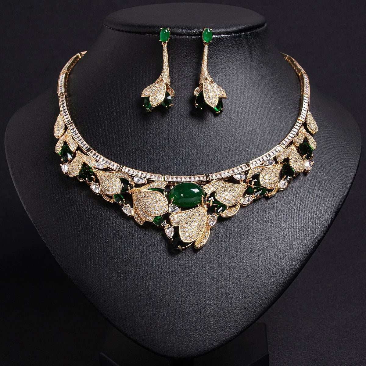Stylish Teardrop-shaped 3D Floral Jewelry Set JW029