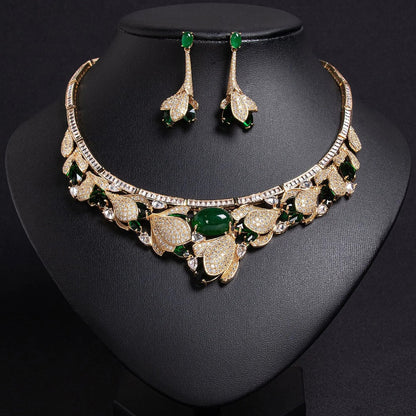 Stylish Teardrop-shaped 3D Floral Jewelry Set JW029