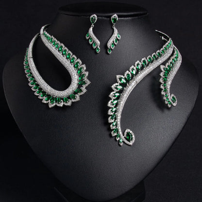 Versatile Droplets Zirconia Earrings Jewelry Set JW033