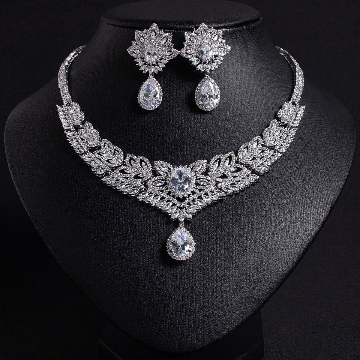 Stylish Teardrop-shaped Flower Petal Jewelry Set JW042