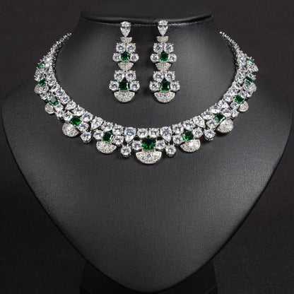 Luxury Square-cut Diamond Jewelry Set JW044