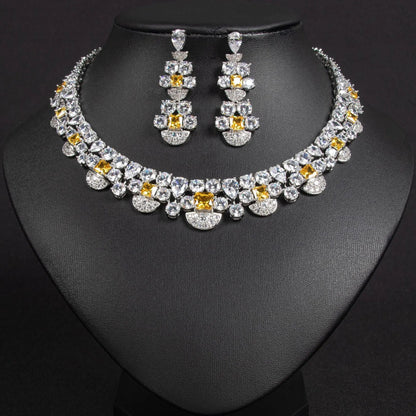 Luxury Square-cut Diamond Jewelry Set JW044