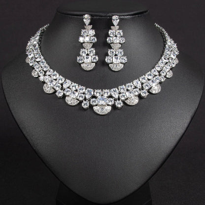 Luxury Square-cut Diamond Jewelry Set JW044