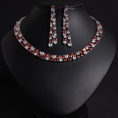 Luxury Diamond Necklace and Earring Set JW045