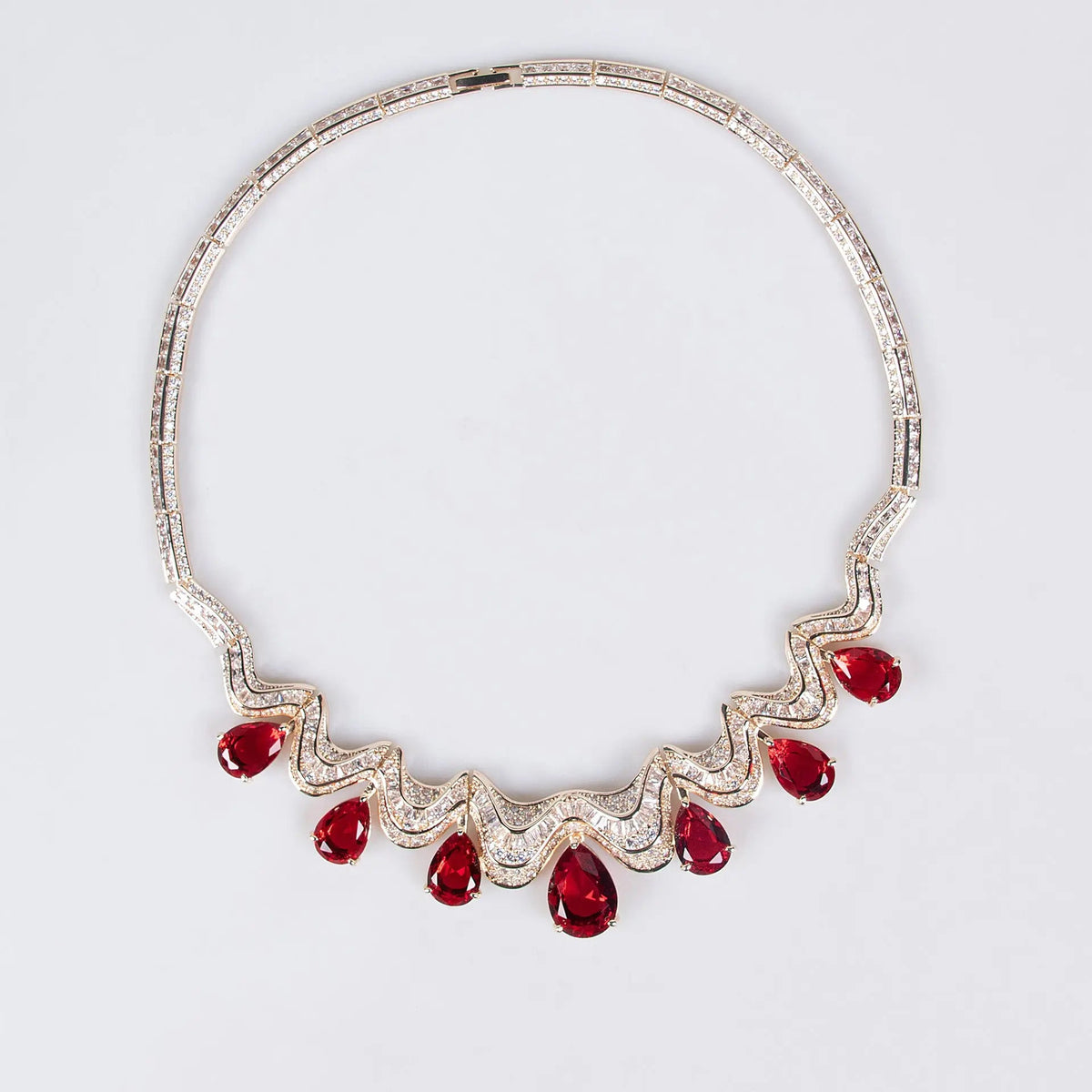 Luxury Teardrop Zircon Necklace and Earring Set JW046