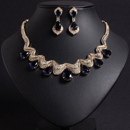Luxury Teardrop Zircon Necklace and Earring Set JW046