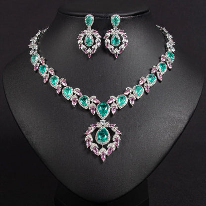 Luxury Cubic Zirconia Teardrop Jewelry Set JW049