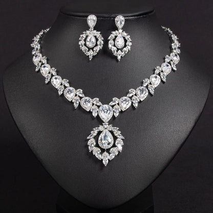 Luxury Cubic Zirconia Teardrop Jewelry Set JW049