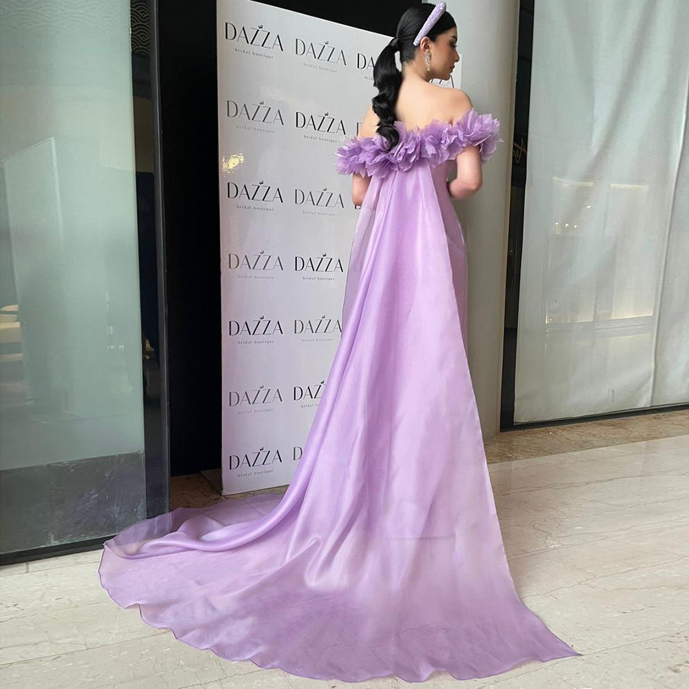 Elegant Light Yellow 3D Flowers Evening Dress with Overskirt SF013