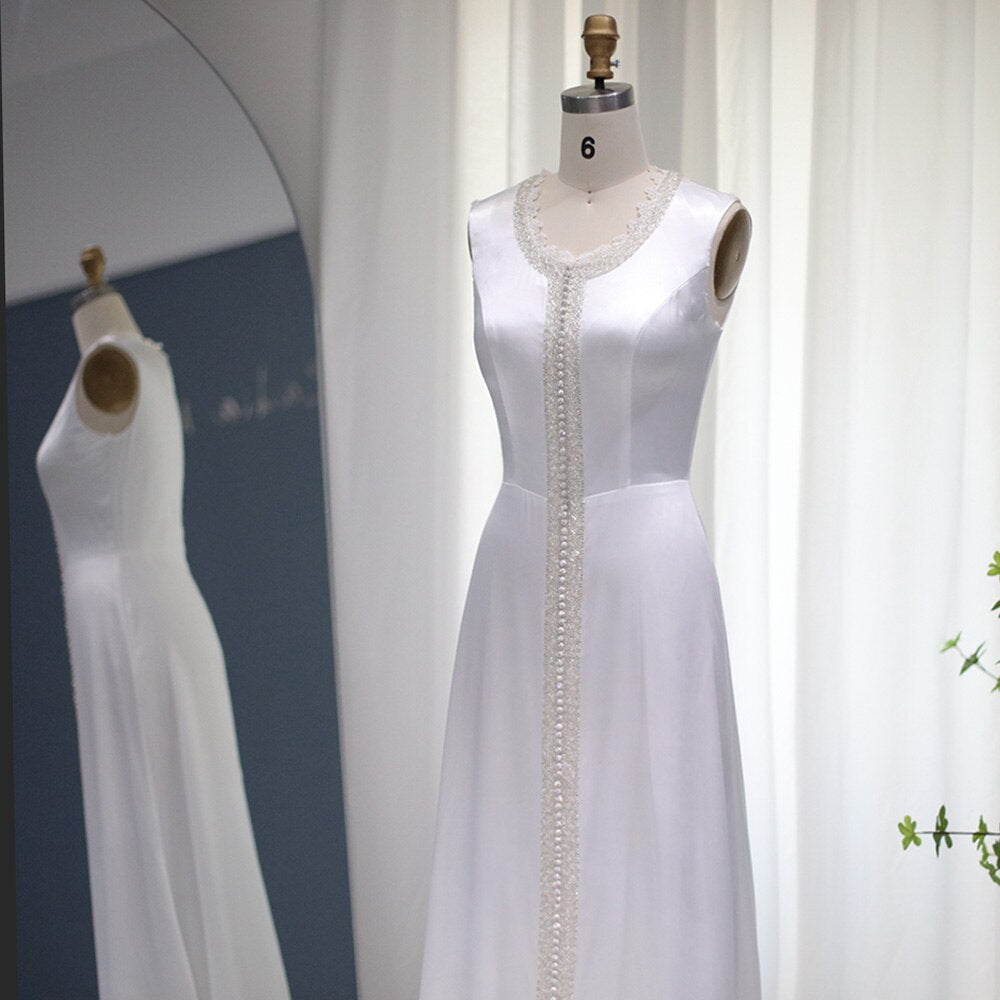 Luxury Beaded Ivory Long Sleeves Evening Dresses SS439