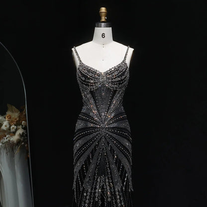 Luxury Beaded Mermaid with Spaghetti Strap Evening Dress SS020