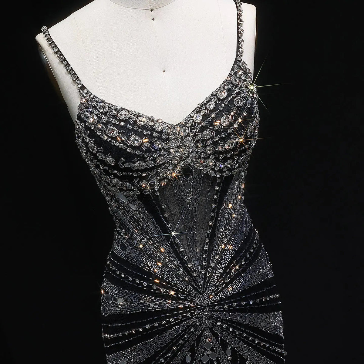 Luxury Beaded Mermaid with Spaghetti Strap Evening Dress SS020