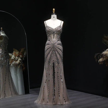 Luxury Beaded Mermaid with Spaghetti Strap Evening Dress SS020