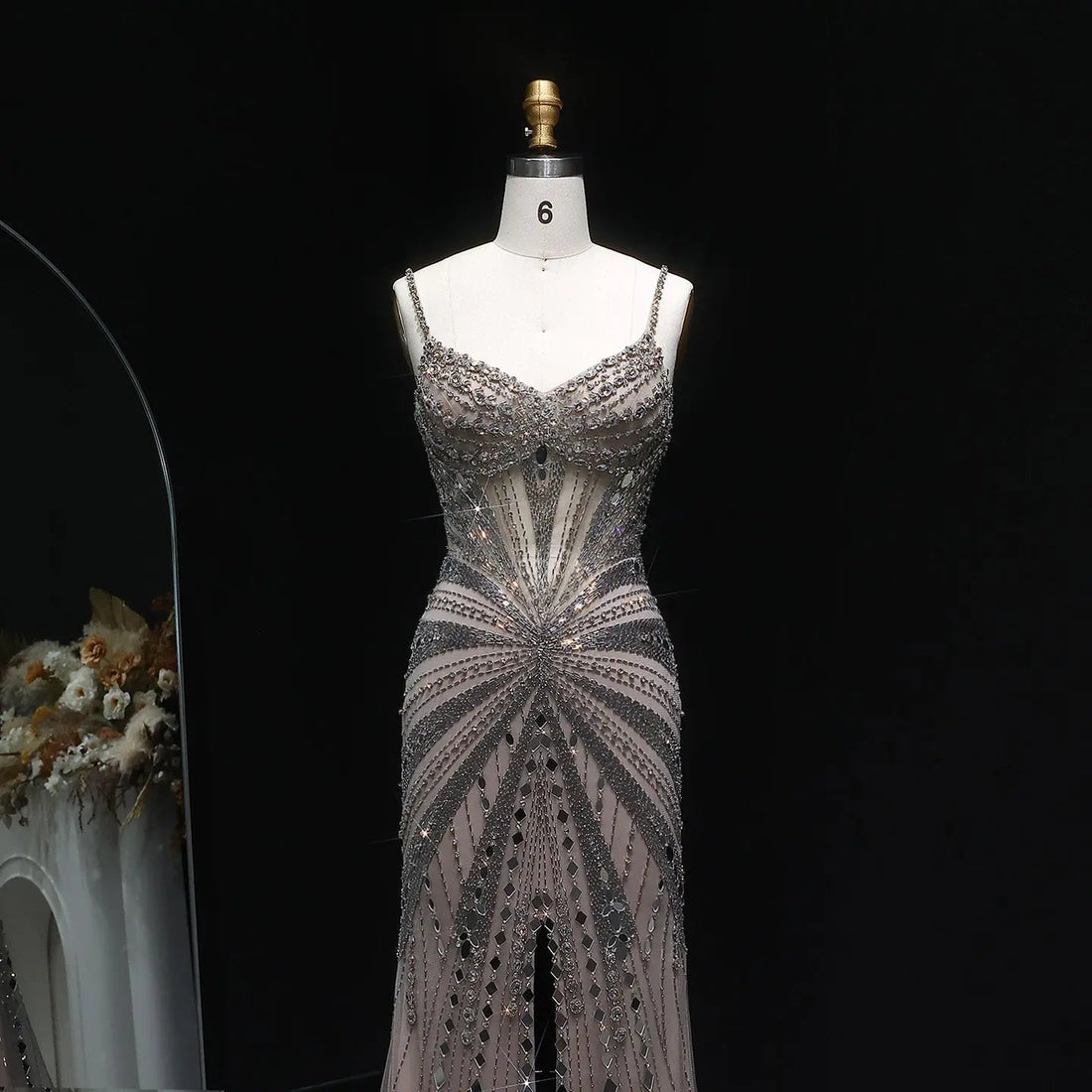 Luxury Beaded Mermaid with Spaghetti Strap Evening Dress SS020