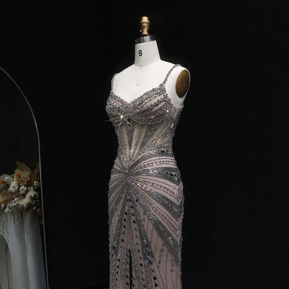 Luxury Beaded Mermaid with Spaghetti Strap Evening Dress SS020