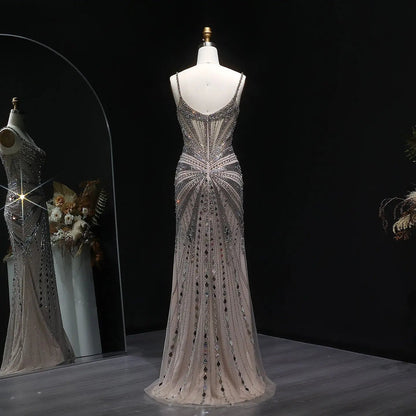 Luxury Beaded Mermaid with Spaghetti Strap Evening Dress SS020