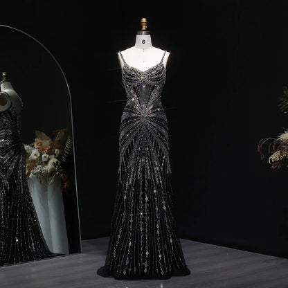 Luxury Beaded Mermaid with Spaghetti Strap Evening Dress SS020