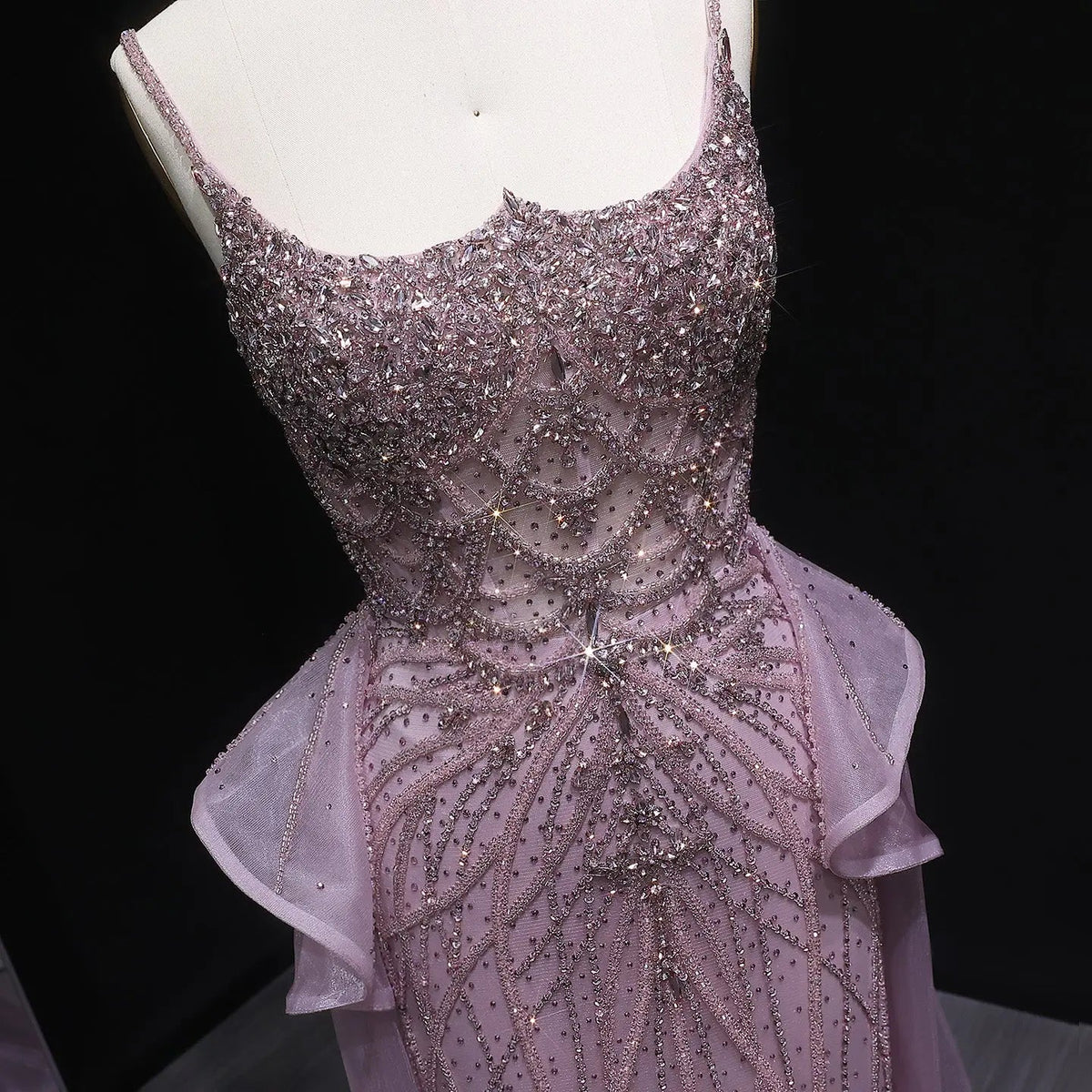 Luxury Champagne Mermaid Evening Dress with Overskirt SS026