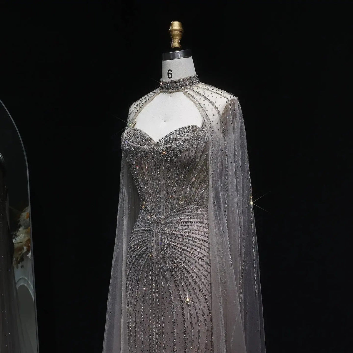 Luxury Mermaid Beaded Evening Dress with Cape SS156