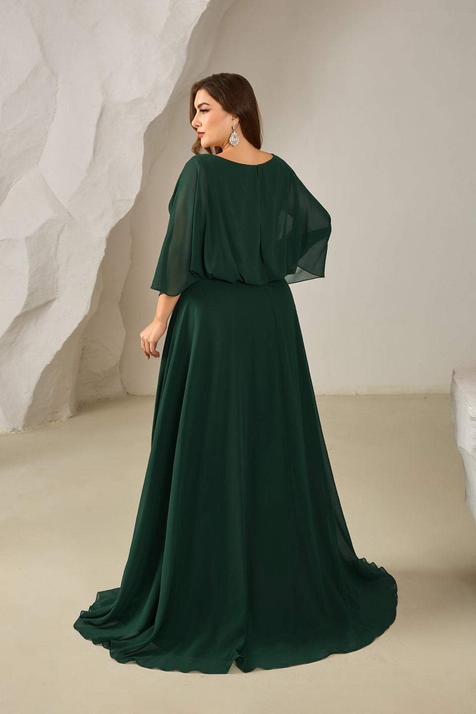 Luxury Emerald Green Pearl Evening Dress with Belt SF616