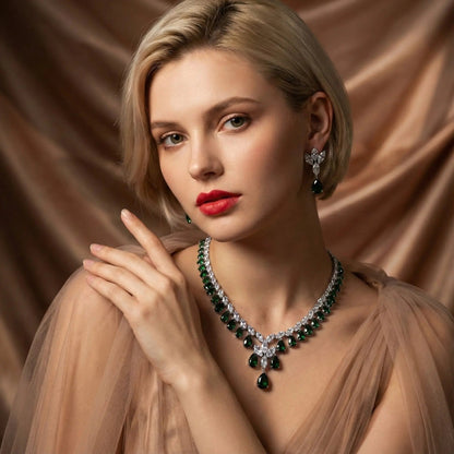 Luxury Teardrop Cubic Zirconia Jewelry Set JW040