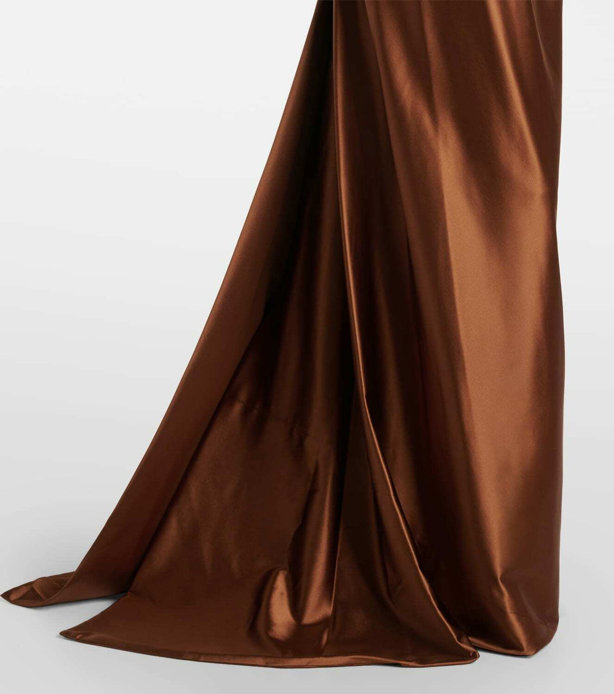 Elegant Brown Minimalist Floor-Length Evening Dress with Overskirt SF113